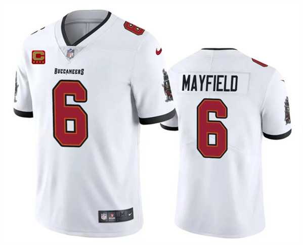 Men & Women & Youth Tampa Bay Buccaneers #6 Baker Mayfield White 2024 With 4-Star C Patch Vapor Limited Stitched Jersey